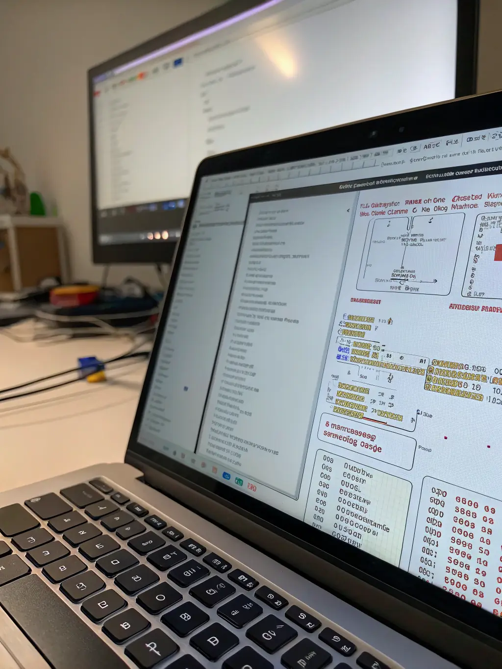 A computer screen displaying debugging code with a magnifying glass hovering over it, symbolizing the process of identifying and resolving software issues.