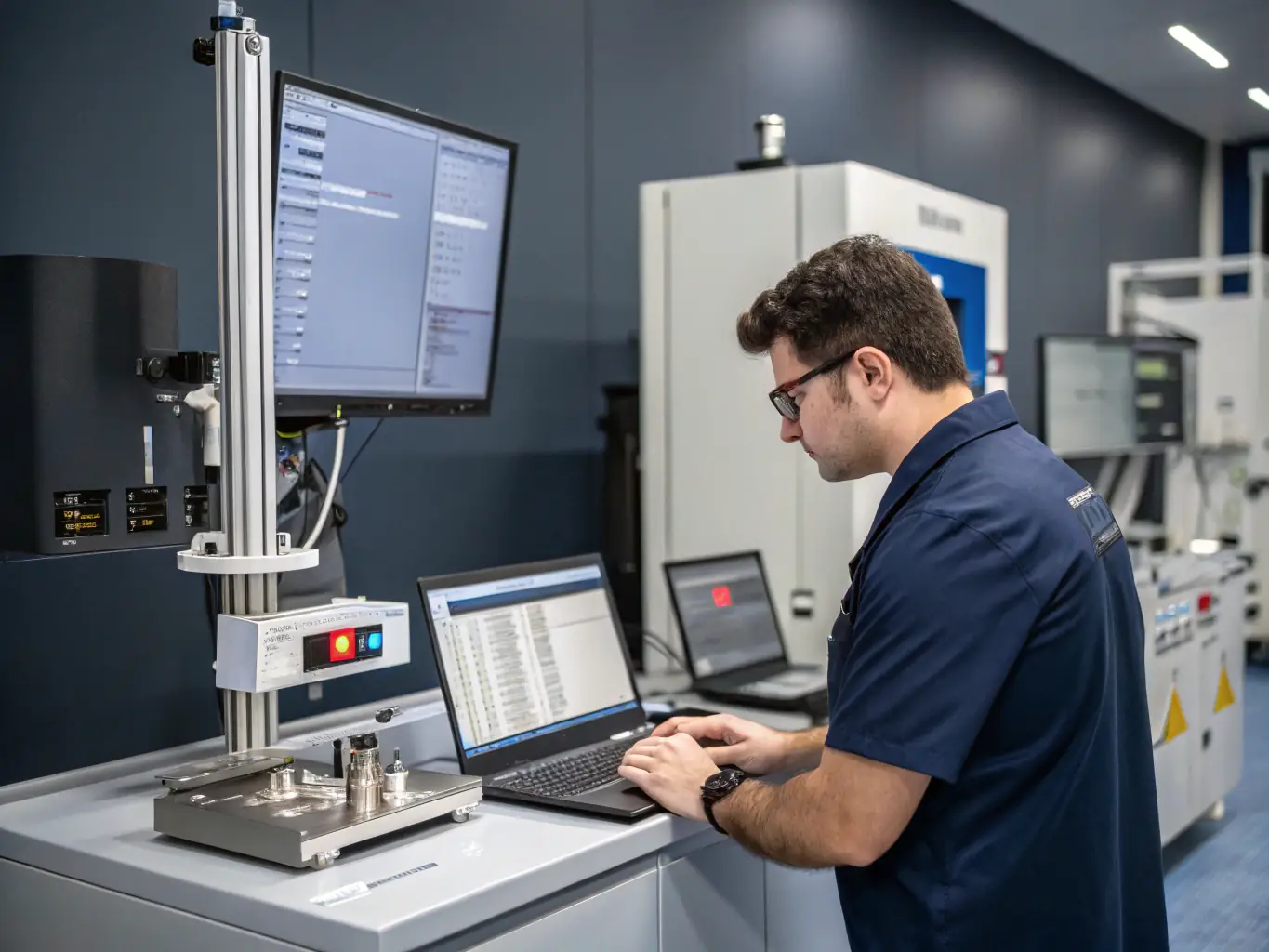 A technician working on a desktop computer with diagnostic tools, highlighting the software troubleshooting service.